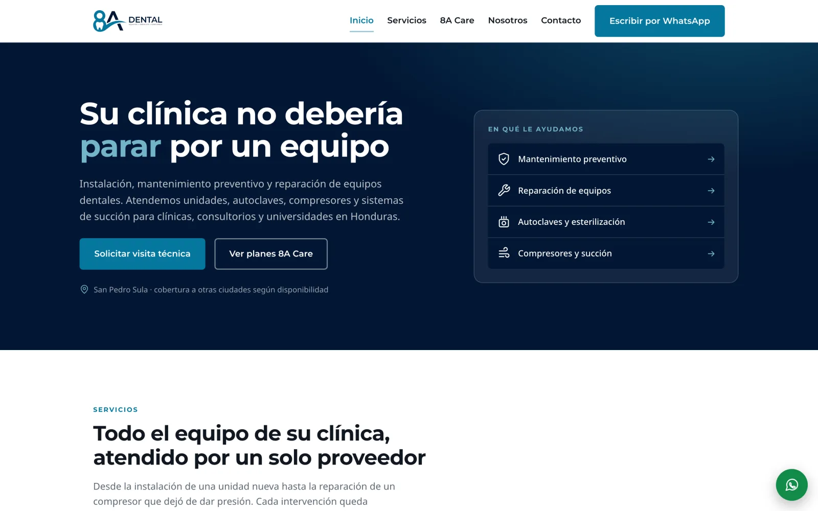 8A Dental: Cliente · Servicio técnico dental