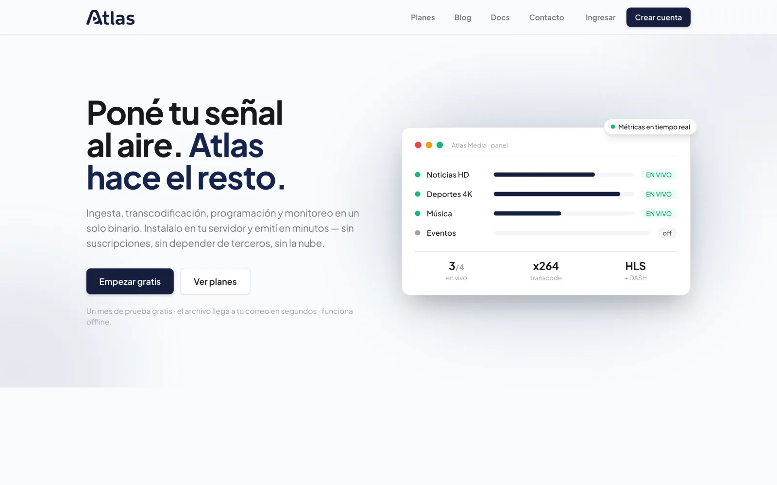Atlas: Producto propio · Video en vivo